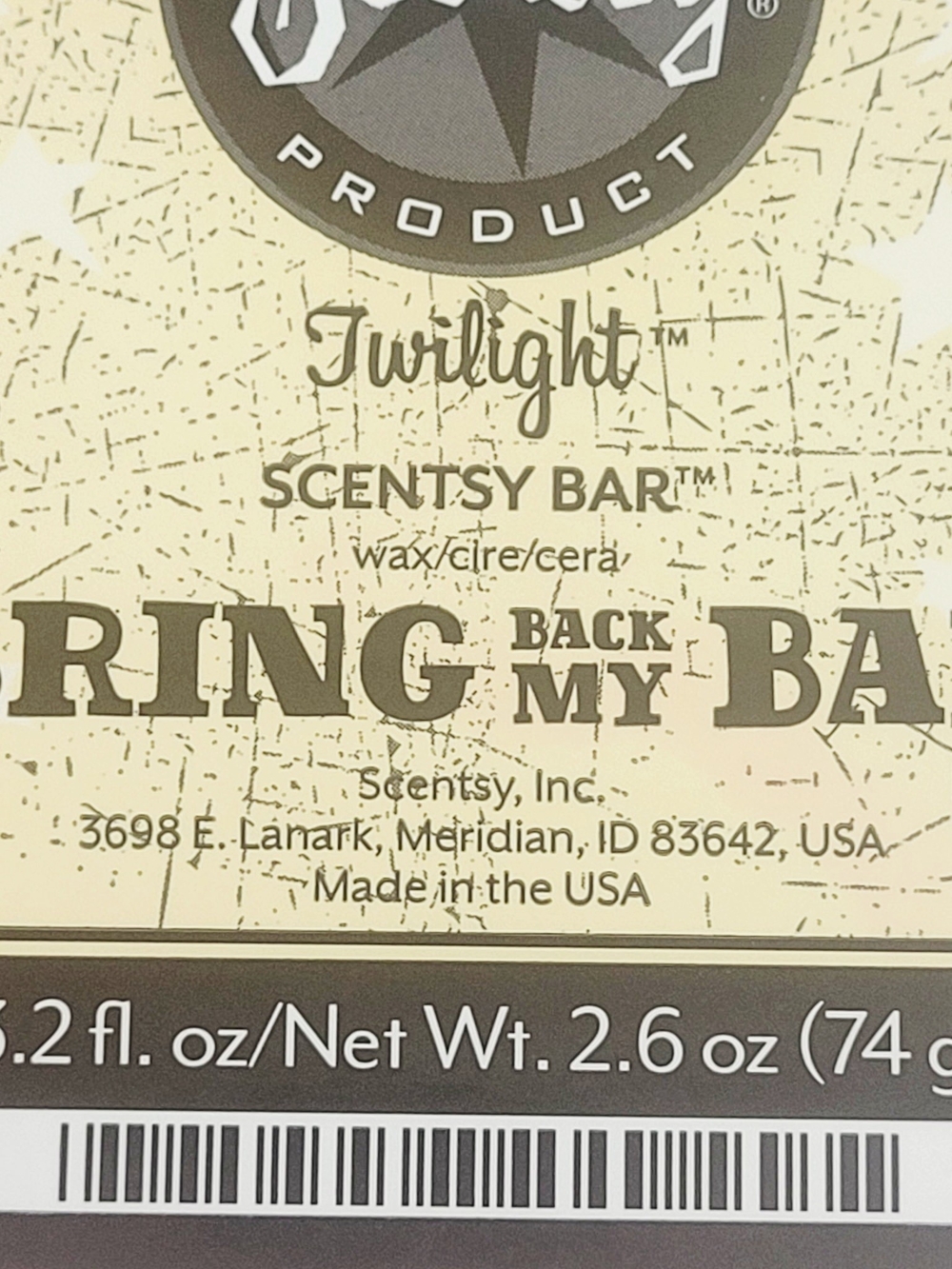 Scentsy Bar Twilight~Bring Back My Bar 3.2 oz~Lot of 4 - Picture 2 of 3